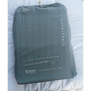 Olive & Crate KING Luxury Duvet Set – Basalt Blue – TENCEL™ Ultra Soft Bedding